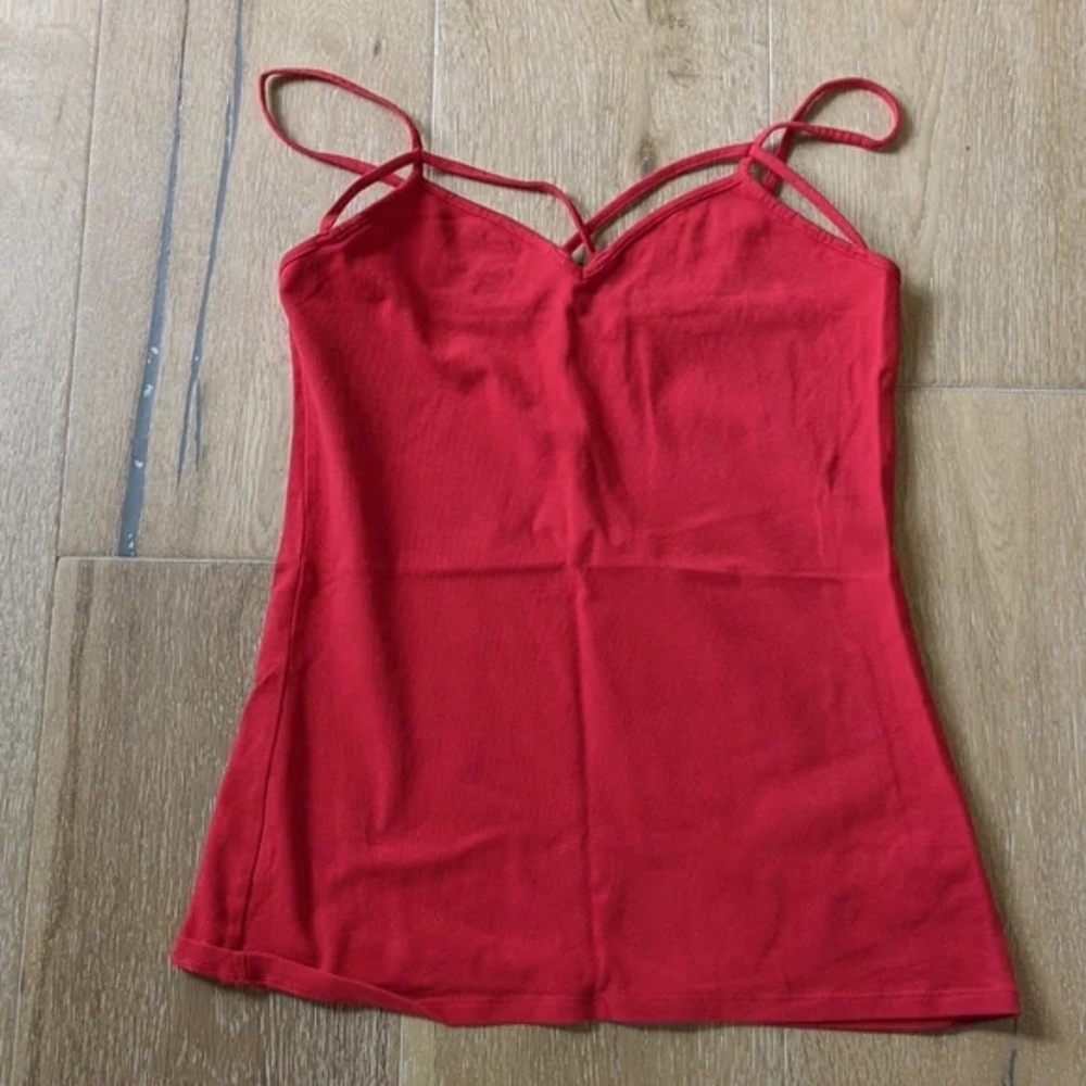 Size small red scrappy cami by express, NWOT